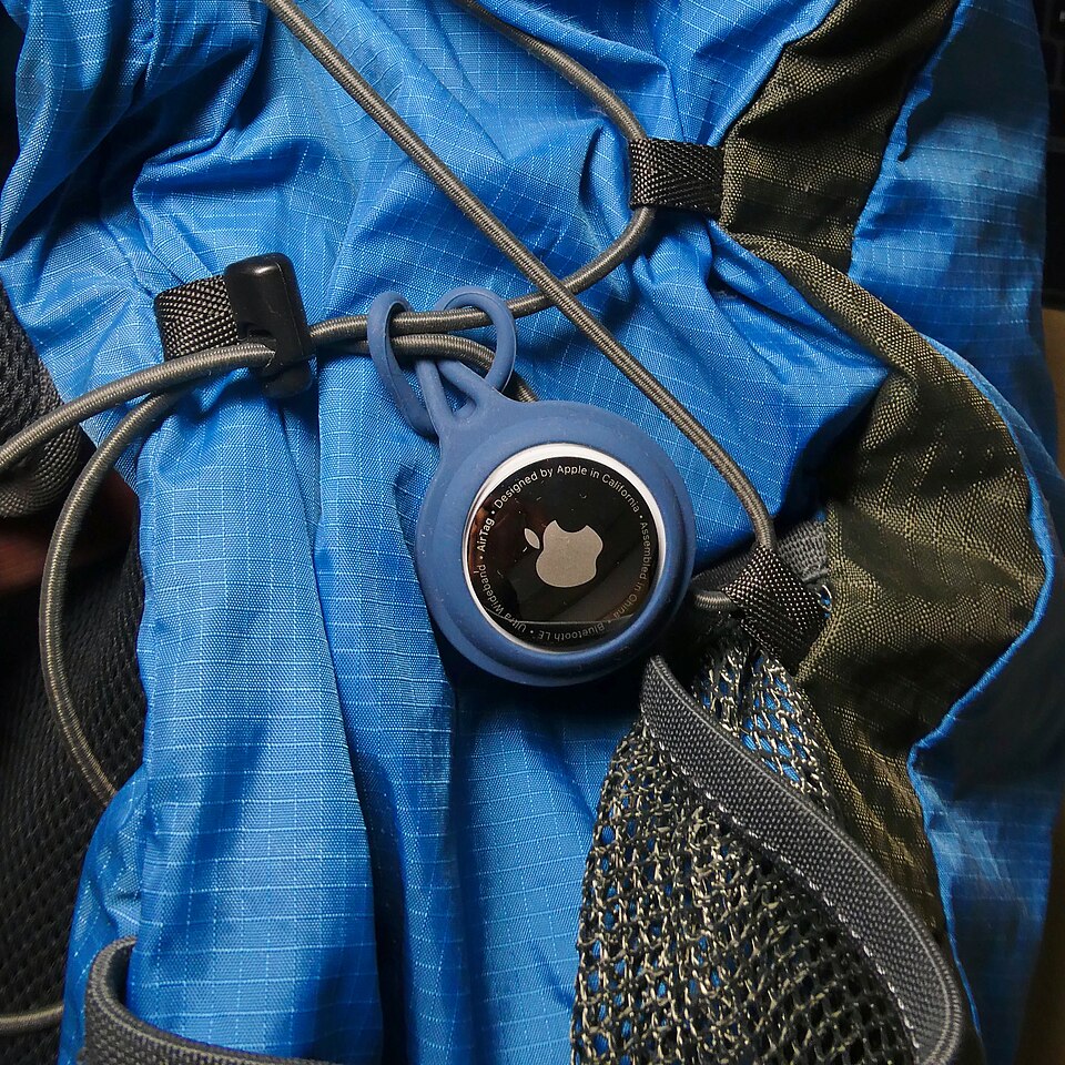 Airtag attached to the backpack