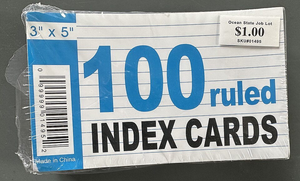 Package of index cards-agr