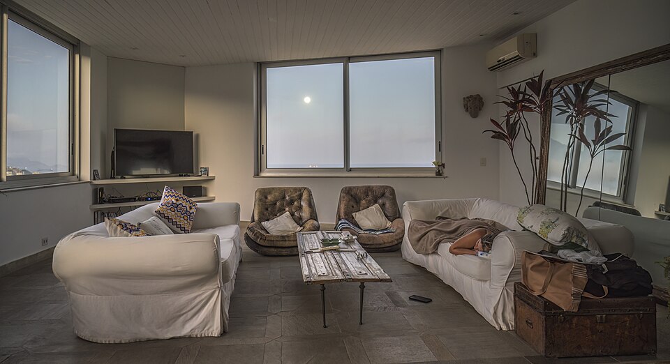 Living room in apartment of Condomínio do Edifício Zaher, Le Blond, Rio de Janeiro, Brazil