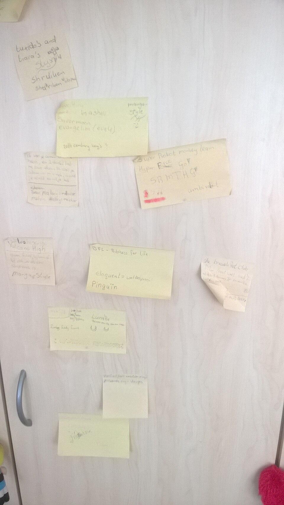 Sticky notes attached to a closet (2018) 01