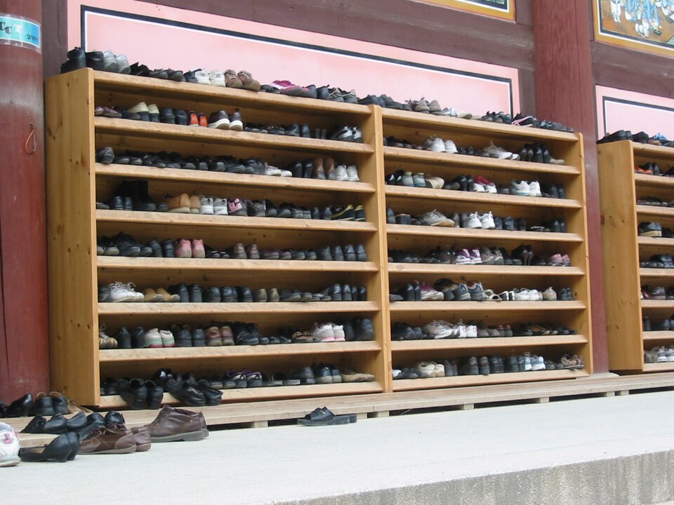 Shoe rack outside temple (2985780638)