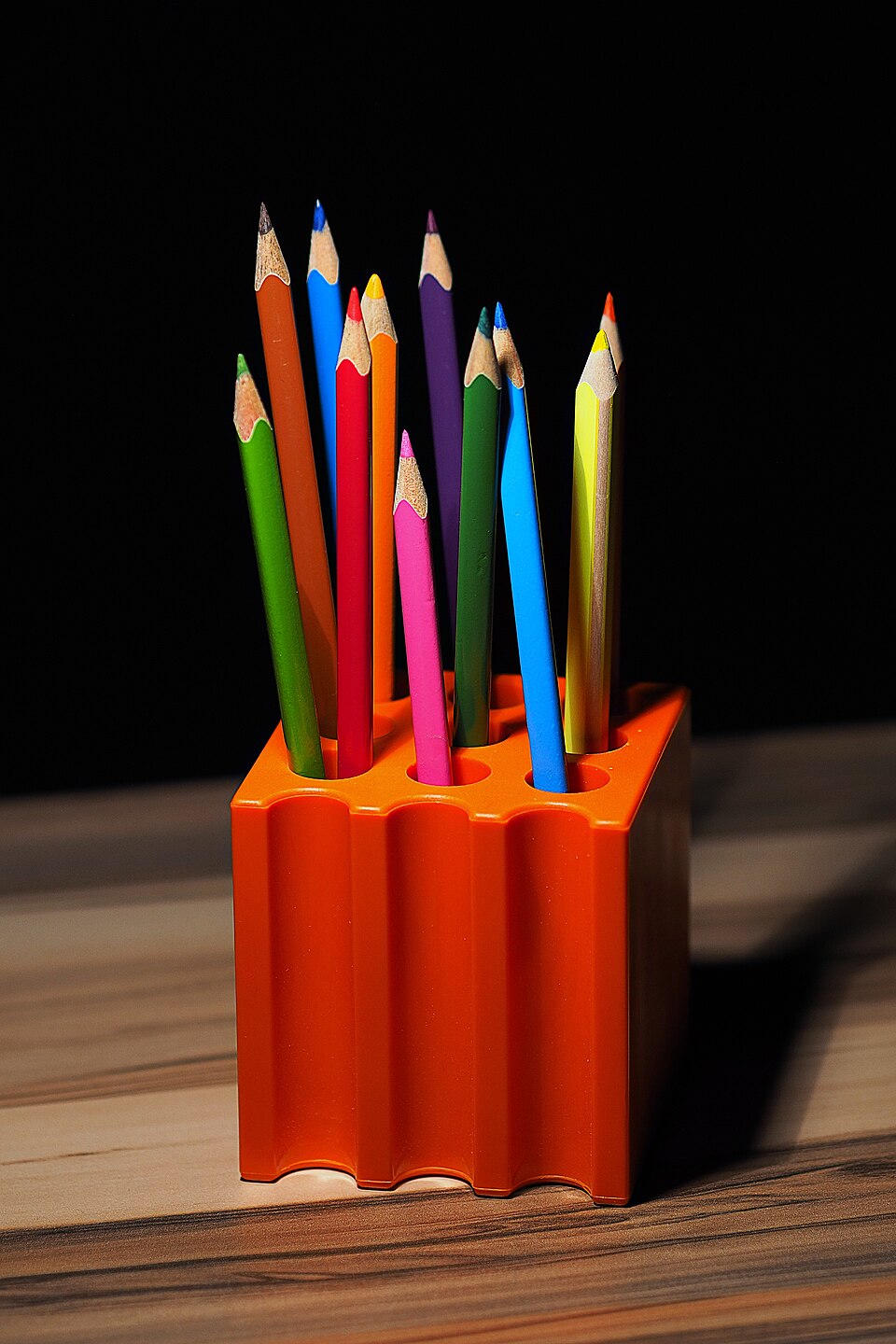Colored pencils in holder